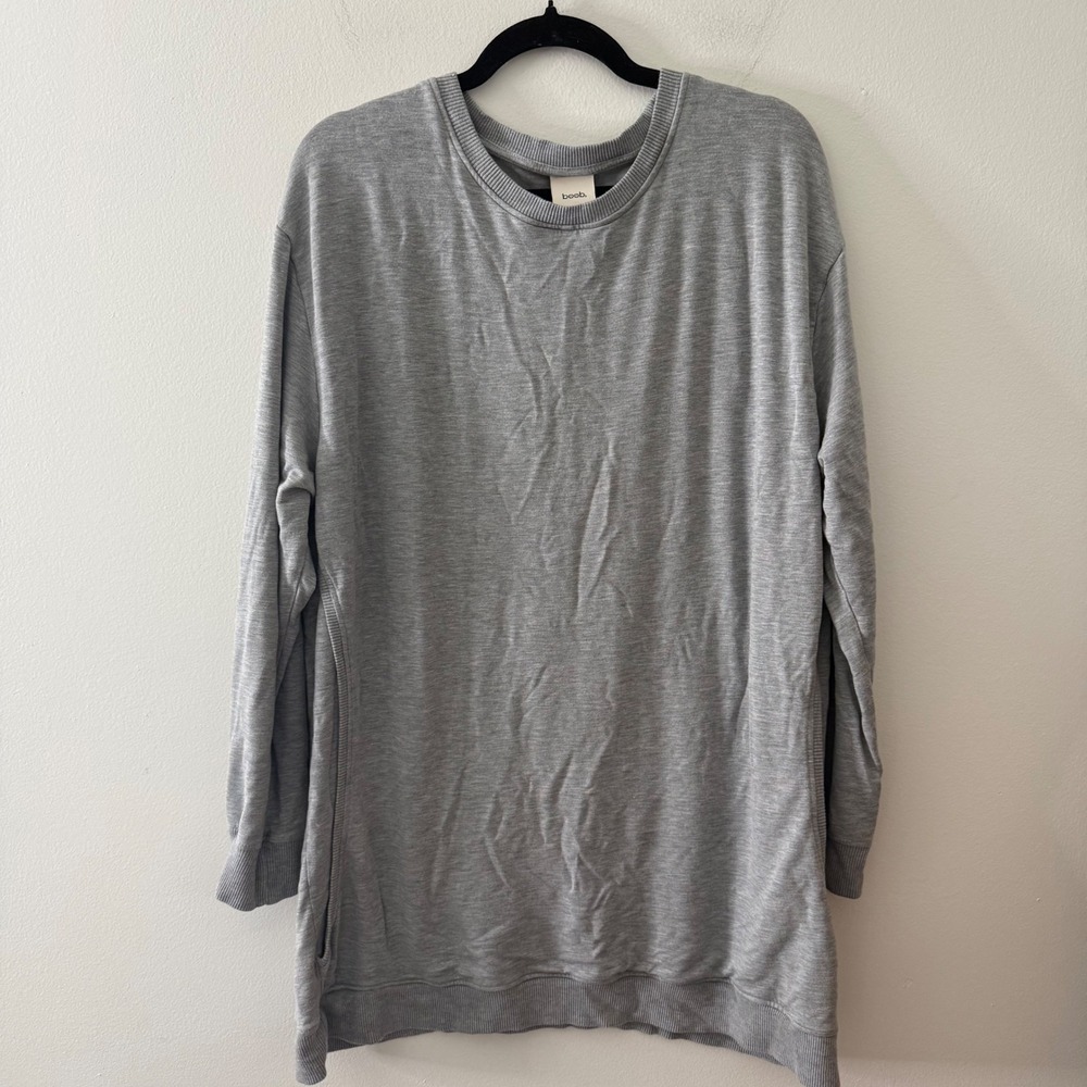 Boob Design Grey Tencel Modal Nursing Maternity Sweatshirt Top Long Sleeve